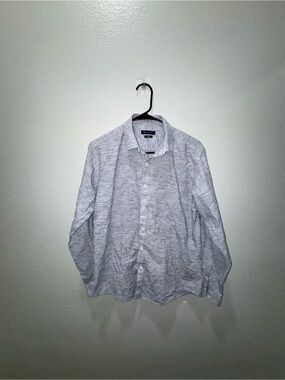 Van Heusen Men's Heathered Light Gray Button-Down Shirt
